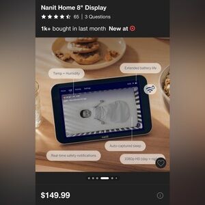 Nanit Home 8" Display Baby Monitor - Black